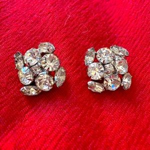 1950s Rhinestone Clip-on Earrings, Vintage